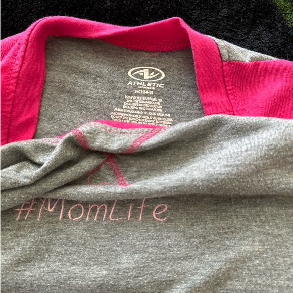 Women’s Self Embroidered Baseball Tee Pink and Grey Small #momlife - Picture 3 of 4